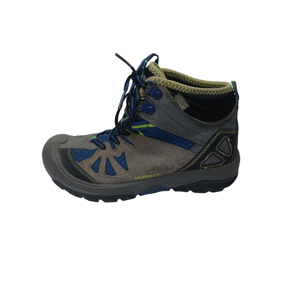 Merrell Capra Mid WTPF Hiking Boots Boys 2M Grey Blue Waterproof MC54635
